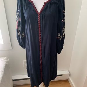 Solitaire Navy Blue Dress 3/4 Bishop sleeve size M